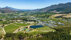 Viniculture Prints: Aerial of Franschhoek, wine area, Western Cape Province, South Africa, Africa