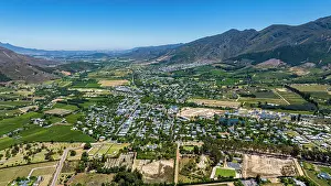 Viniculture Prints: Aerial of Franschhoek, wine area, Western Cape Province, South Africa, Africa
