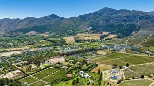 Viniculture Prints: Aerial of Franschhoek, wine area, Western Cape Province, South Africa, Africa