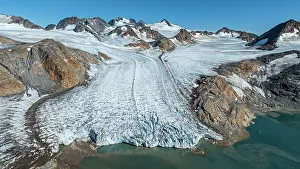 Blue Skies Prints: Aerial of a glacier, Kulusuk, Greenland, Denmark, Polar Regions