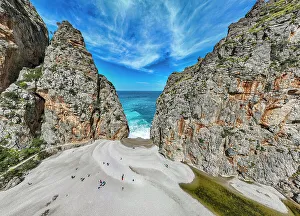 Aerial of the Gorge of Sa Calobra, Mallorca, Balearic Islands, Spain, Mediterranean, Europe