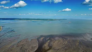 Quebec Prints: Aerial of the Gouffre River flowing in the St
