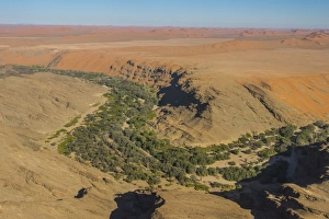 Namibian Prints: Aerial of a green canyon on the edge of the Namib desert, Namibia, Africa