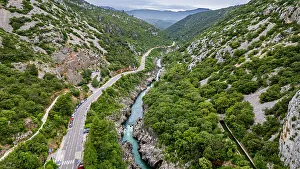 River Valley Prints: Aerial of the Herault gorge, UNESCO World Heritage Site
