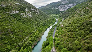 Herault Prints: Aerial of the Herault gorge, UNESCO World Heritage Site
