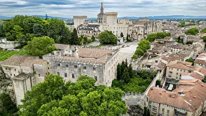 Old City Prints: Aerial of the historic city and the Palace of the Popes