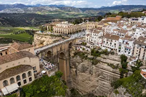 Ronda Prints: Aerial of the historic town of Ronda, Andalucia, Spain, Europe