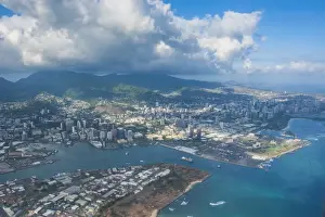 Pacific Islands Prints: Aerial of Honolulu, Oahu, Hawaii, United States of America, Pacific
