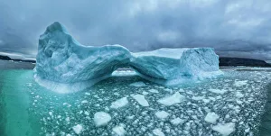 Natural Wonder Prints: Aerial of an ice arch in the Nuuk Icefjord, Western Greenland, Denmark, Polar Regions