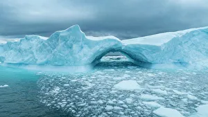 Outdoor Exploration Prints: Aerial of an ice arch in the Nuuk Icefjord, Western Greenland, Denmark, Polar Regions