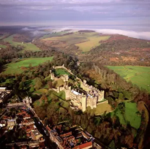 View From Above Prints: Aerial image of Arundel Castle, a restored medieval castle, South Downs
