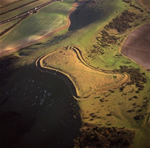 Enclosure Prints: Aerial image of Beacon Hill, an Iron Age hill fort, Burghclere, Hampshire