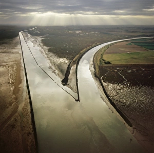 Marsh Prints: Aerial image of Black Buoy Sand, The Scalp, The Haven, Frampton Marsh, The Wash