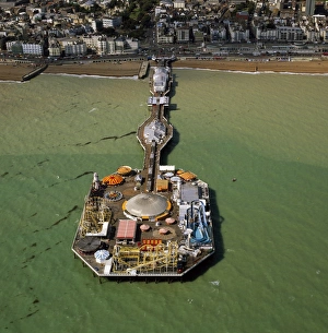 Rides Prints: Aerial image of Brighton Pier (Palace Pier), Brighton, Sussex, England