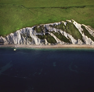 White Cliffs Prints: Aerial image of Chalk Cliff just east of White Nothe, on the Jurassic Coast