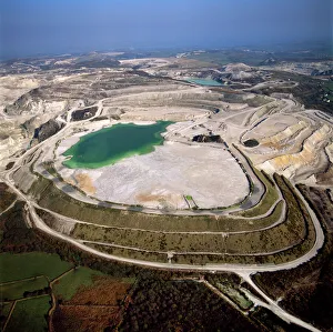 View From Above Prints: Aerial image of China Clay (Kaolin) Quarries, St. Austell, Cornwall, England