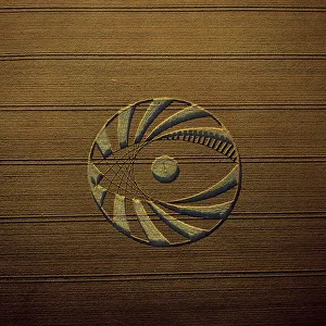 View From Above Prints: Aerial image of crop circle, Wiltshire, England, United Kingdom, Europe