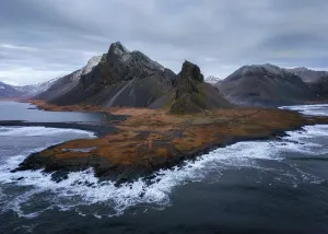 Vast Prints: Aerial image of Eystrahorn mountain, South Iceland, Iceland, Europe