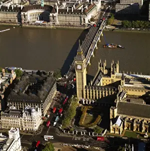 Aerial image of the Houses of Parliament (Palace of Westminster) and Big Ben