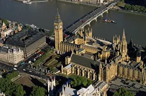 Aerial image of the Houses of Parliament (Palace of Westminster) and Big Ben