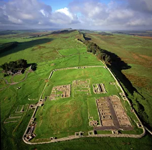 View From Above Prints: Aerial image of Housesteads Roman Fort of Vercovicium, an auxiliary fort on Hadrians Wall