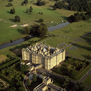 Mansion Prints: Aerial image of Longleat, an English country house, Horningsham, near Warminster