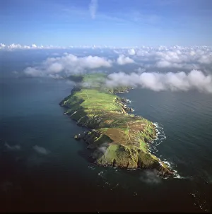 View From Above Prints: Aerial image of Lundy Island looking from north to south, Bristol Channel
