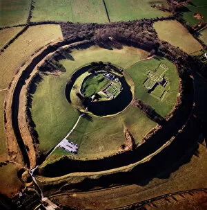 Wiltshire Collection: Aerial image of Old Sarum, the original site of Salisbury with castle ruins