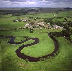 River Bank Collection: Aerial image of Otterburn, on the banks of the River Rede, Northumberland