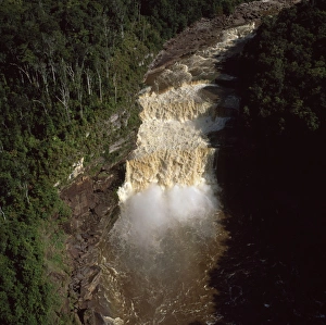 Guyana Prints: Aerial image of the Peaima Falls, Upper Mazaruni River, Guyana, South America