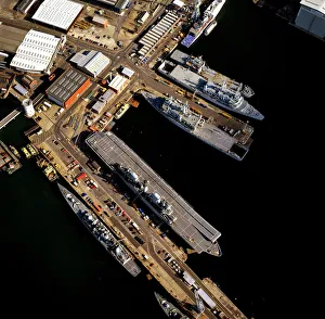 Docked Prints: Aerial image of Portsmouths Dockyard and Naval Base, Portsmouth Harbour