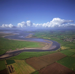 Aerial image of the River Esk flowing into Solway Firth, near Gretna Green Aerial image of the River Esk flowing into Solway Firth, near Gretna Green