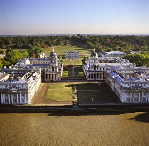 Greenwich Prints: Aerial image of the Royal Naval College and Queens House