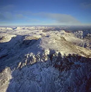 View From Above Prints: Aerial image of Scafell Pike, the highest mountain in England, Lake District National Park