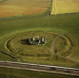 High Way Prints: Aerial image of Stonehenge, prehistoric monument and stone circle