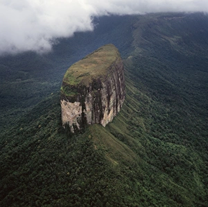 Venezuela Prints: Aerial image of tepuis showing Akopantepui, Gran Sabana, Estado Bolivar