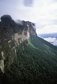 Venezuela Prints: Aerial image of tepuis showing Mount Auyantepui (Auyantepuy) (Devils Mountain)