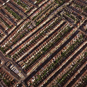 Portsmouth Prints: Aerial image of terraced housing, Portsmouth, Hampshire, England, United Kingdom, Europe
