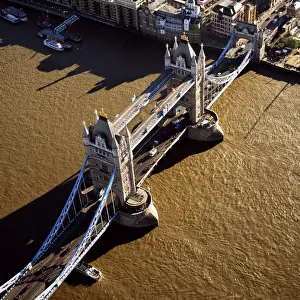 Bascule Bridge Prints: Aerial image of Tower Bridge, a combined bascule and suspension bridge