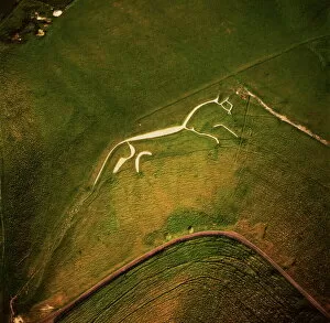 Images Dated 2nd March 2010: Aerial image of the Uffington White Horse, Berkshire Downs, Vale of White Horse