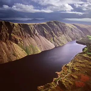 View From Above Prints: Aerial image of Wastwater Screes and Wast Water (Wastwater), the deepest lake in England