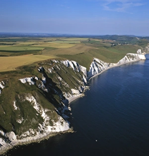 White Cliffs Prints: Aerial image of White Nothe, on the Jurassic Coast, UNESCO World Heritage Site