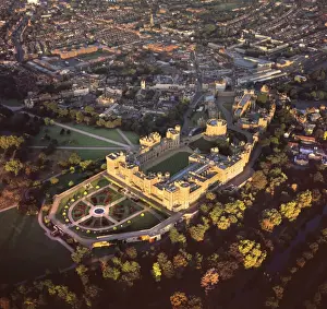 Royalty Prints: Aerial image of Windsor Castle, the largest inhabited castle in the world