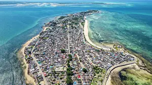 Zanzibar Prints: Aerial of the Island of Mozambique, UNESCO World Heritage Site, Mozambique, Africa