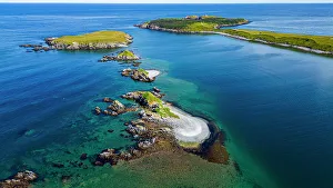 Aerial of the island near Ferryland, Avalon Peninsula, Newfoundland, Canada, North America