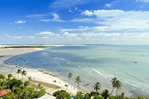 Ceara Prints: Aerial of Jericoacoara town and beach, Ceara, Brazil, South America