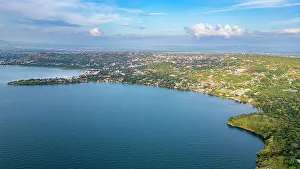 Foreground Prints: Aerial of Kigoma, on Lake Tanganyika, Tanzania, East Africa, Africa