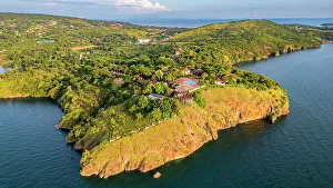 Rwanda Prints: Aerial of Kigoma, on Lake Tanganyika, Tanzania, East Africa, Africa