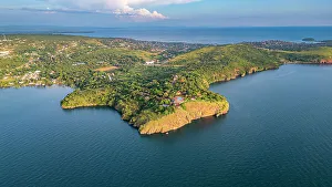 Rwanda Prints: Aerial of Kigoma, on Lake Tanganyika, Tanzania, East Africa, Africa