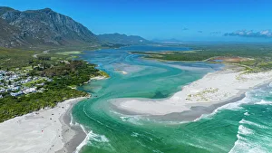 Lagoons Prints: Aerial of the Klein River Lagoon, Hermanus, Western Cape Province, South Africa, Africa